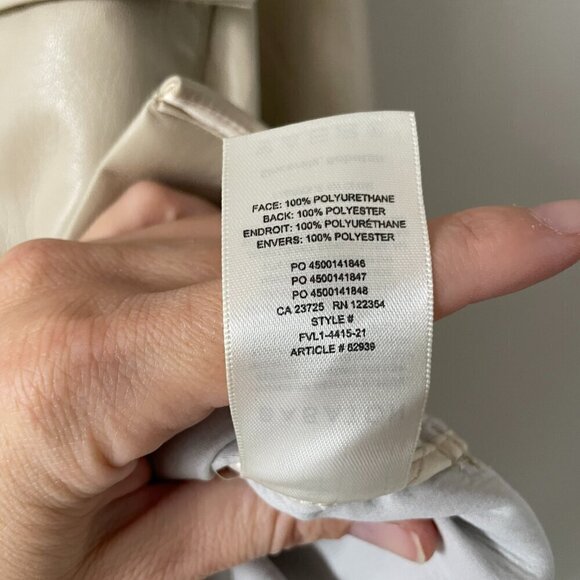 Babaton Ava Vegan Leather Button Front Long Sleeve Collared Jacket Cream Medium - Picture 10 of 10